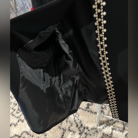 Women’s Tahari Arthur S Levine Black Pearl Trim Suit Blazer Petite 6P Open Front - Picture 9 of 14